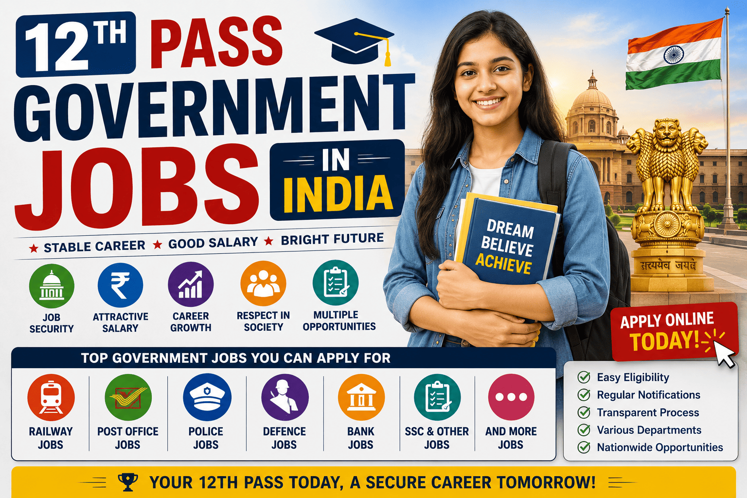12th Pass Government Jobs in India 2026