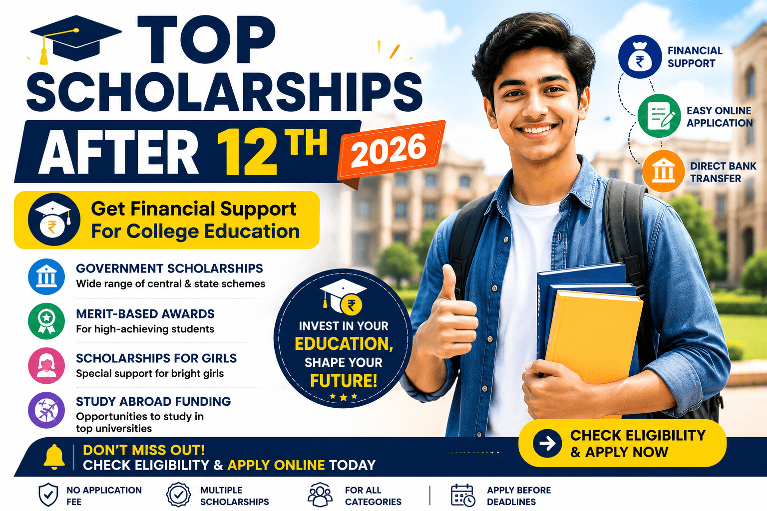 Top Scholarships After 12th in India 2026